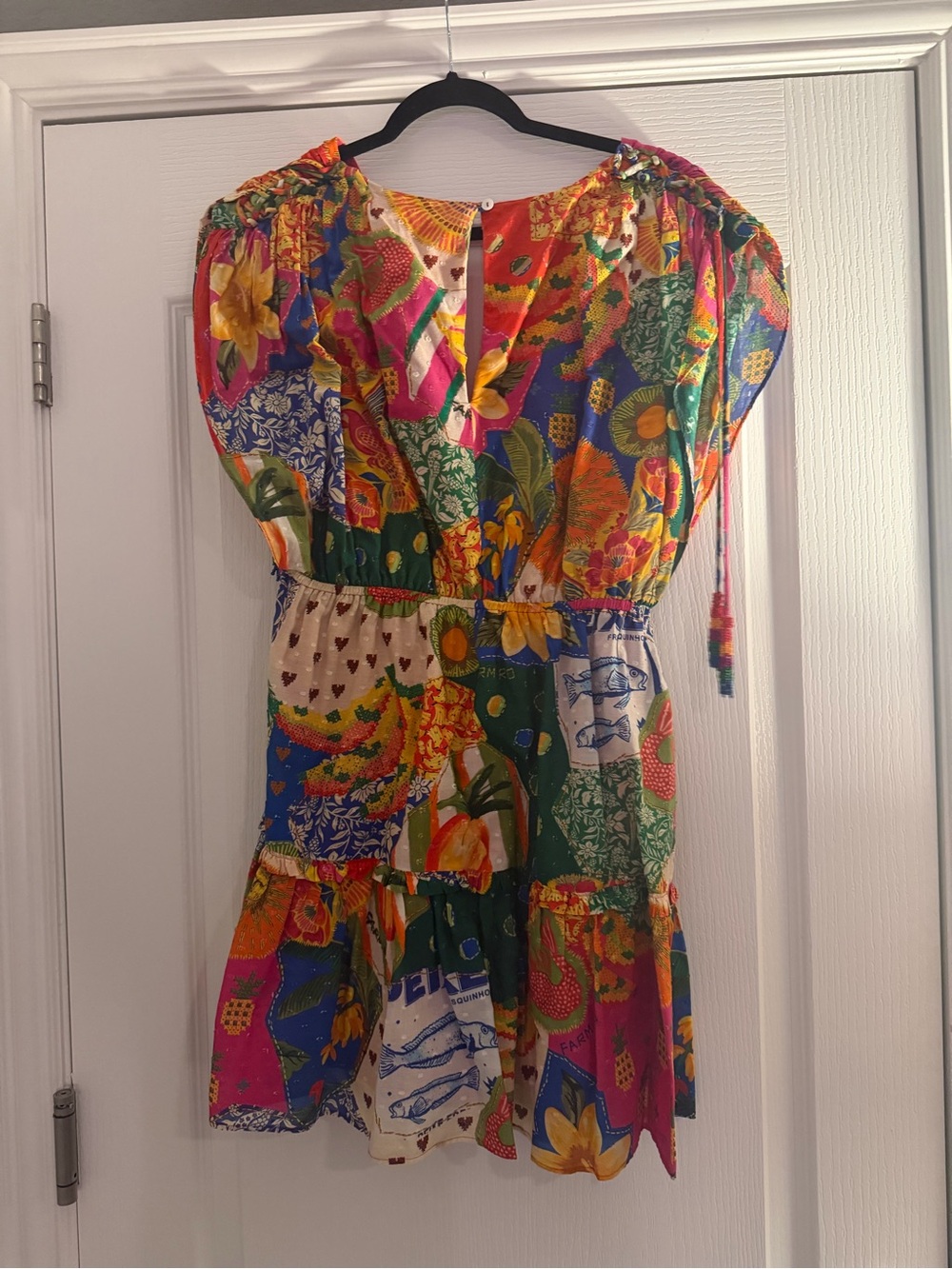 FARM Rio Sunny Print Patchwork V-Neck Mini Dress - Picture 3 of 8
